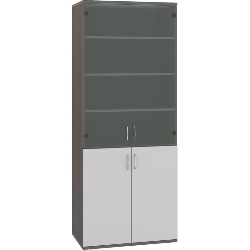 Изображение товара Шкаф для документов Стратегия со стеклом, серый, 836x435x2175 мм