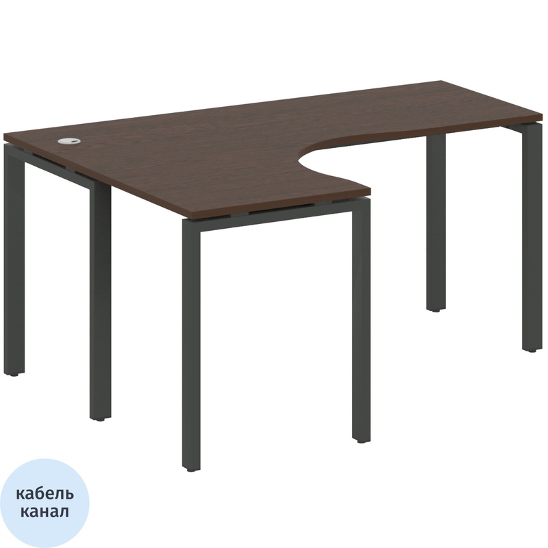 Изображение товара Стол эргономичный Metal System Style БП.СА-4 Л левый (венге цаво/антрацит, 1600х1200х750 мм)