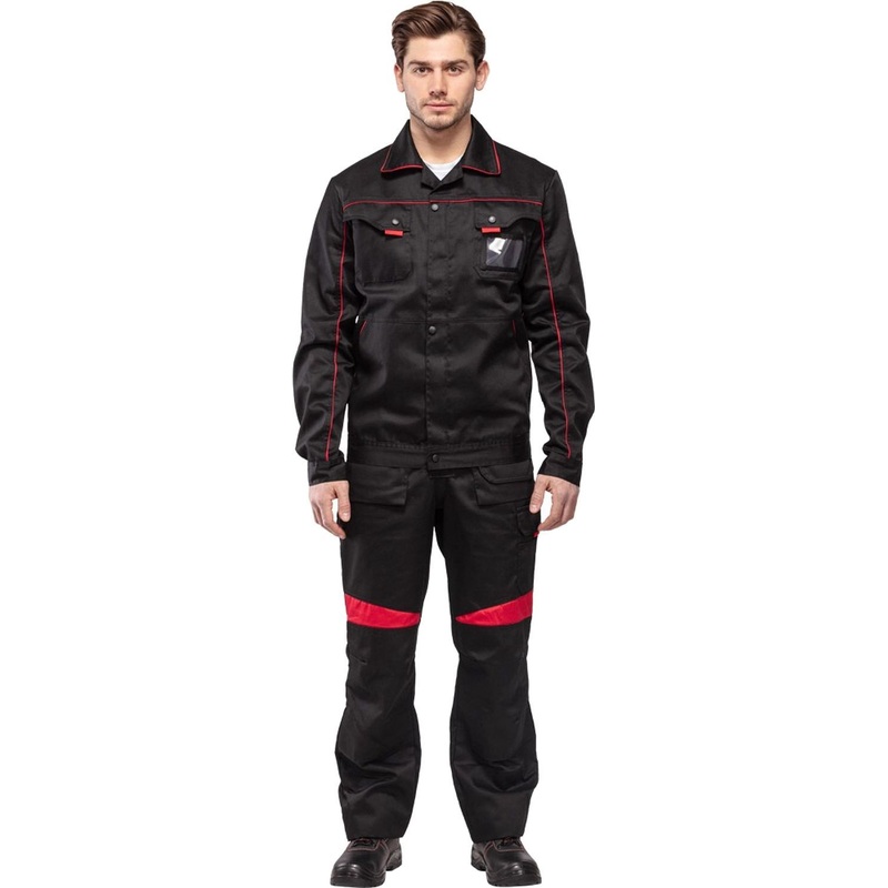 Изображение товара Костюм рабочий летний мужской л29-КПК черный/красный (размер 44-46, рост 182-188)