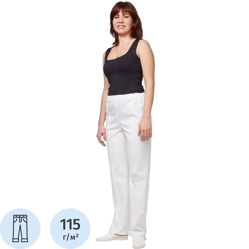 Изображение товара Брюки универсальные у14-БР на резинке белые тиси (размер 48-50, рост 170-176)