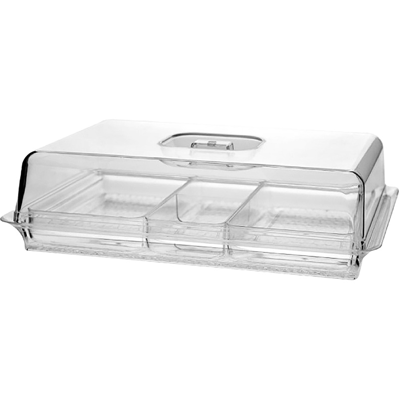 Изображение товара Поднос пластиковый MGprof 32х22х9 см с крышкой прозрачный