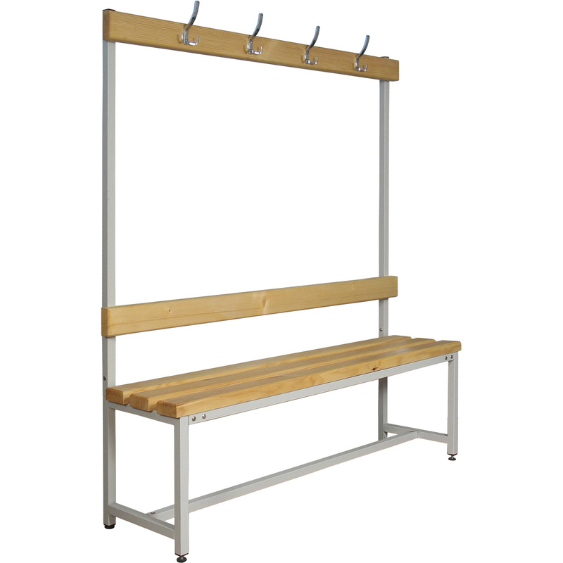 Изображение товара Скамья СК-1В-2000 со спинкой и вешалкой сосна (дерево, металл 2000х390х1670 мм)