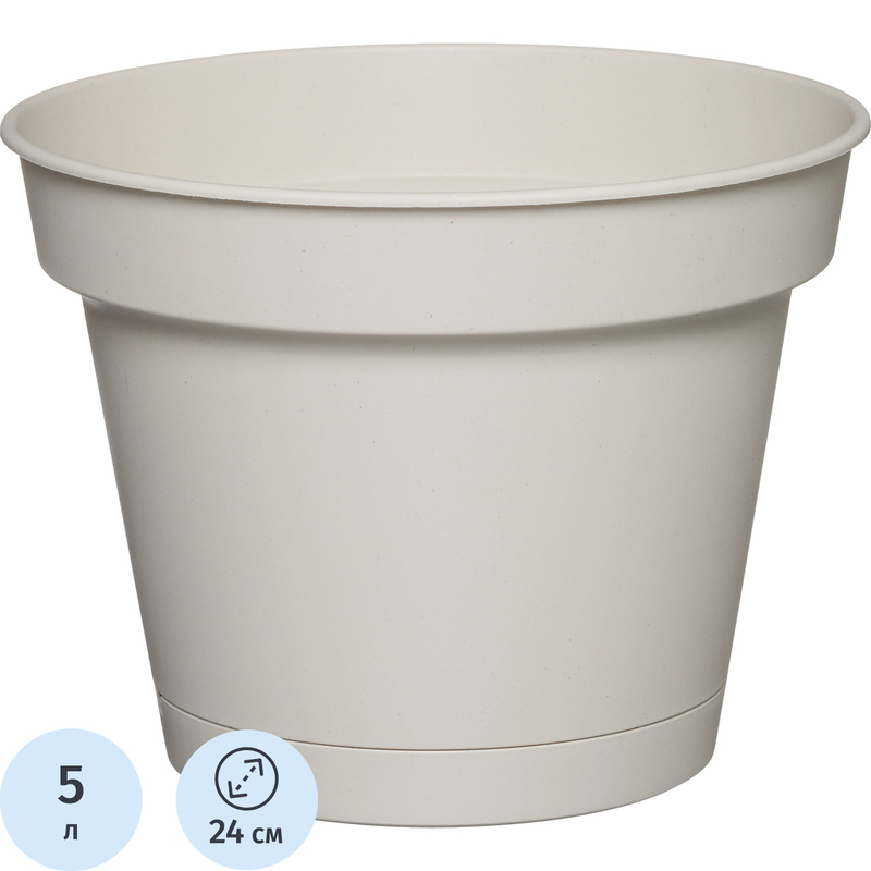 Изображение товара Горшок для цветов Idiland Mint 5 л светло-бежевый круглый из пластика