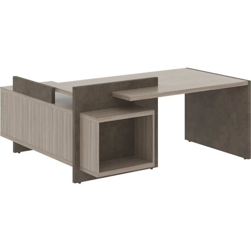 Изображение товара Угловой офисный стол руководителя Wood&Stone с тумбой и кабель-каналом