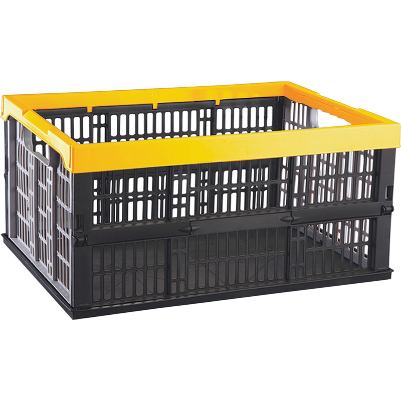 Изображение товара Ящик (лоток) складной универсальный полипропиленовый 480х350х230 мм чёрный/жёлтый