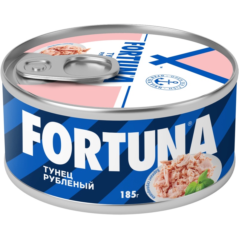Изображение товара Тунец Fortuna рубленый в собственном соку 185 г - качественные рыбные консервы