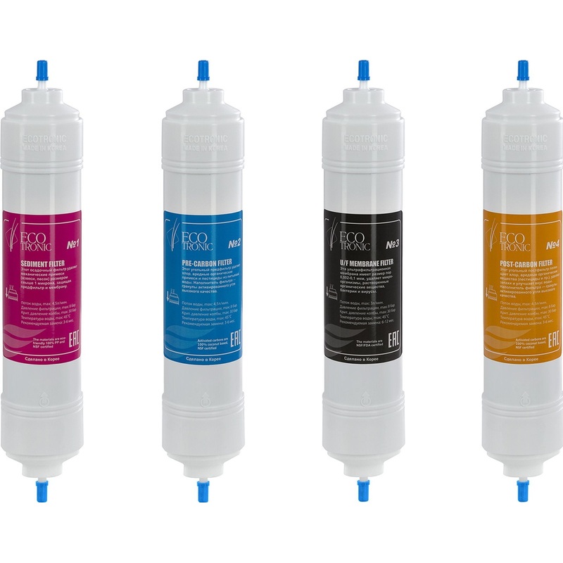 Изображение товара Комплект фильтров Ecotronic UF 14 для пурифайера 4 шт белый Южная Корея