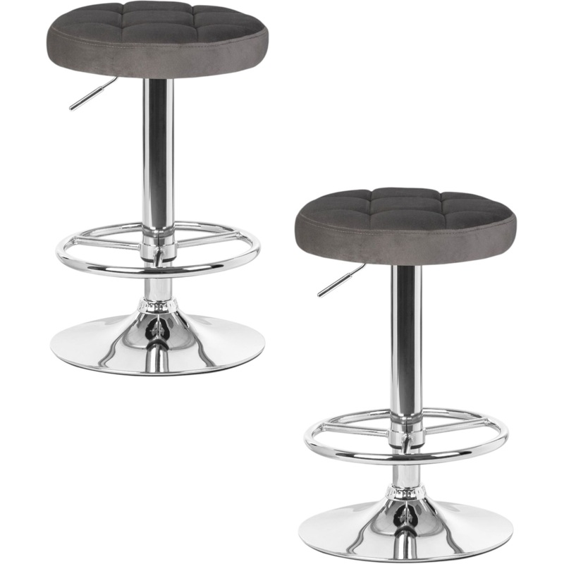 Изображение товара Табурет барный DOBRIN BRUNO серый/хром (велюр, фанера, 2 штуки в упаковке)
