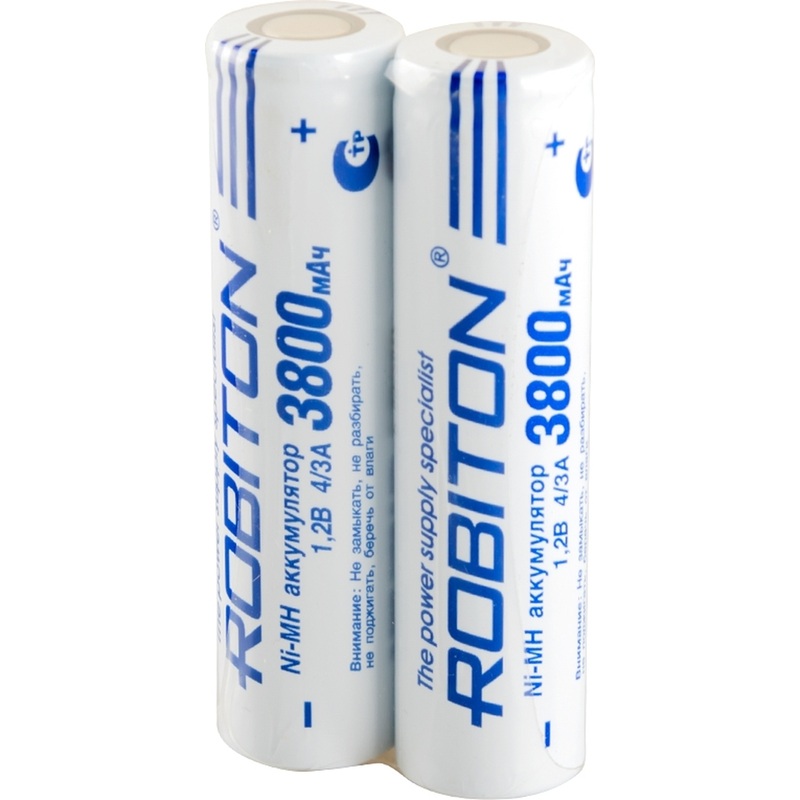 Изображение товара Аккумулятор 18650 3800 мАч Robiton 2 штуки в упаковке Ni-Mh