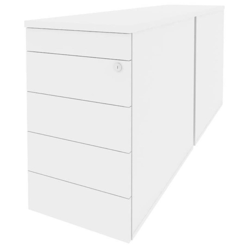 Изображение товара Тумба приставная двойная Onix O.TPO-2.8TIP с центральным замком 8 ящиков белый бриллиант