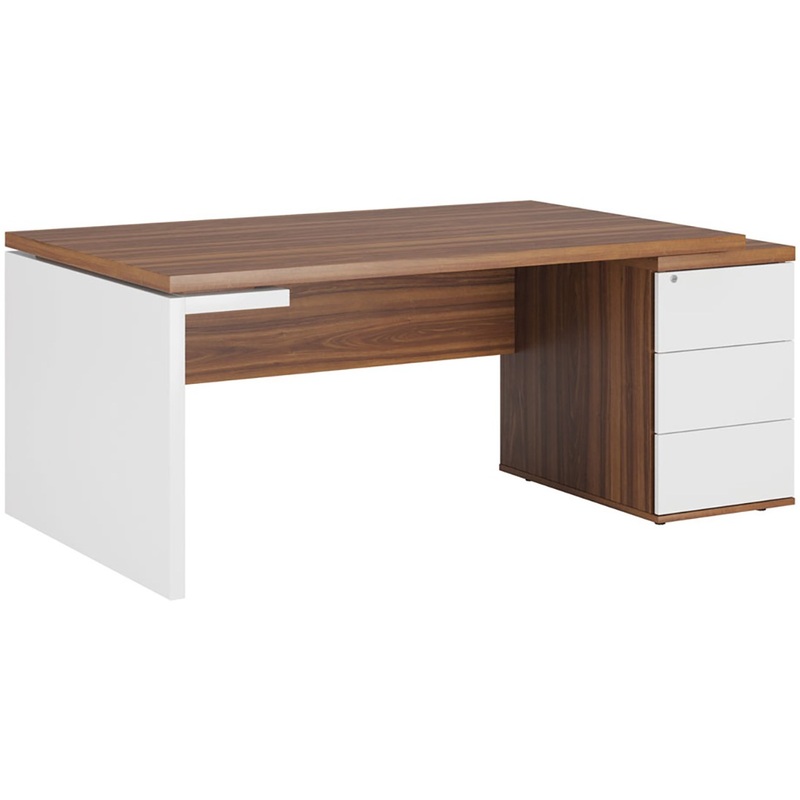 Изображение товара Офисный стол руководителя Zion T 113 с тумбой орех/белый 1820х1000х740 мм
