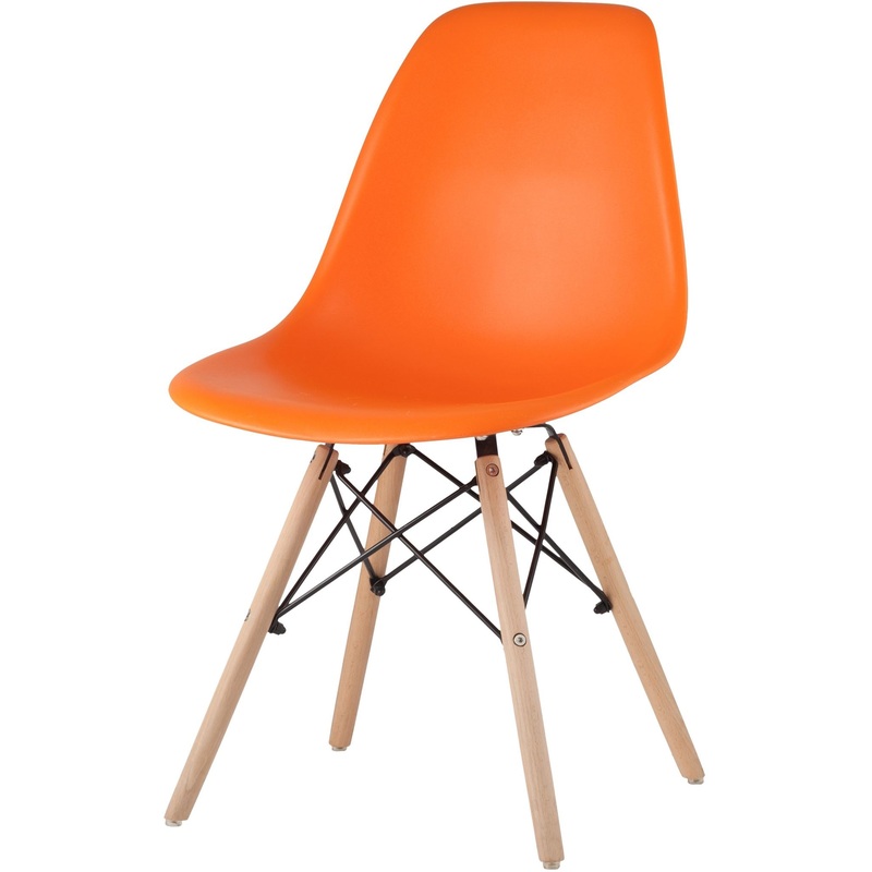 Изображение товара Обеденный стул Eames PP оранжевый пластиковый с массивом дерева