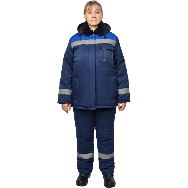 Изображение товара Зимняя рабочая женская куртка з32-КУ из ткани грета, утепленная, водоотталкивающая, с капюшоном