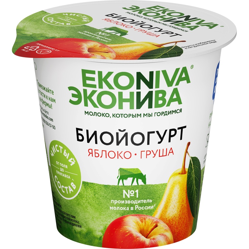 Изображение товара Биойогурт ЭкоНива молочный яблоко-груша 2.8% 125 г