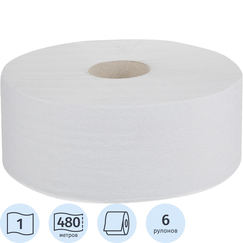 Изображение товара Туалетная бумага Элементари 1-слойная 480 метров белая 6 рулонов
