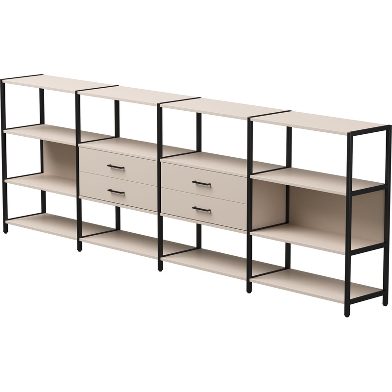 Изображение товара Стеллаж для документов EVO 254ST4GU9005 кашемир/чёрный 3245х385х1120 мм