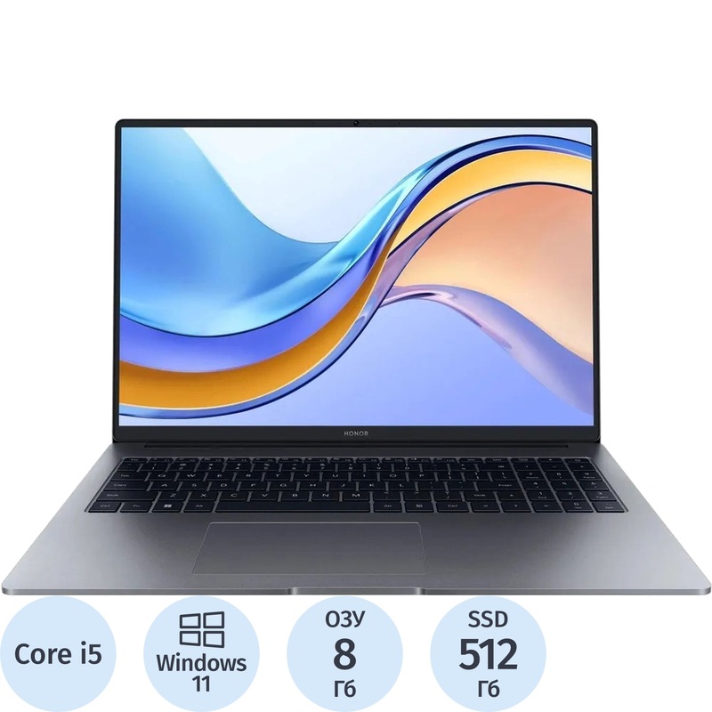 Изображение товара Ноутбук Honor MagicBook X16 16" серый Intel Core i5 12450H/8 ГБ/SSD 512 ГБ (5301AHGY)