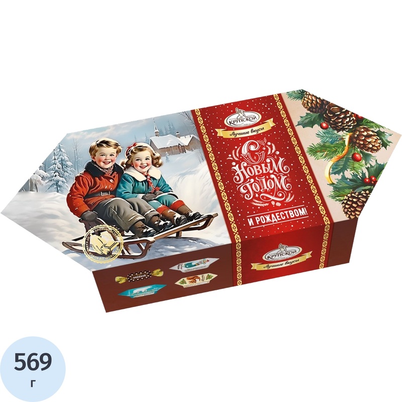 Изображение товара Набор конфет Лучшее от фабрики Крупской 569 г ассорти премиальный подарок