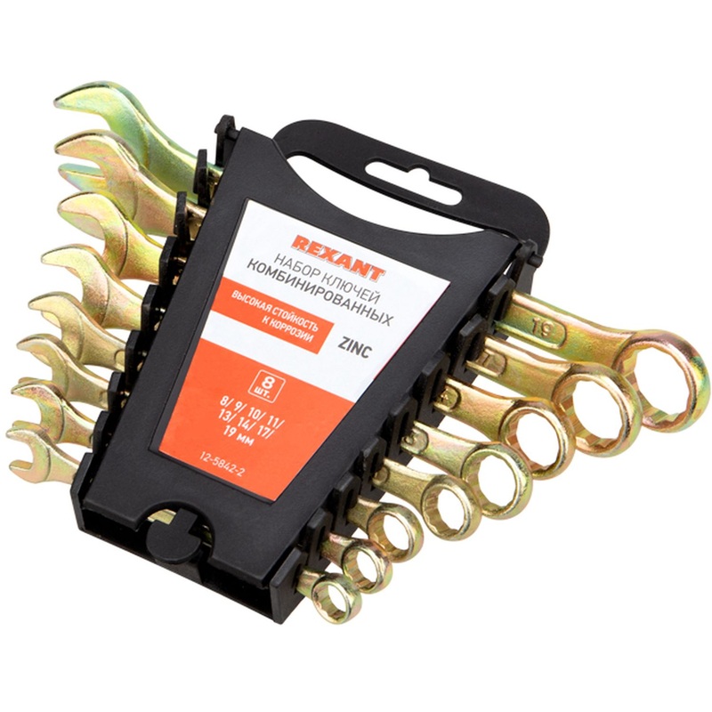 Изображение товара Набор ключей гаечных комбинированных Rexant 8-19 мм 8 штук