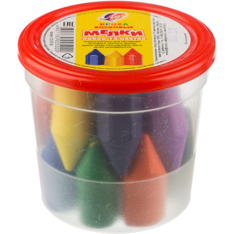 Изображение товара Мелки восковые Луч Кроха шестигранные 15 цветов для детей 3+ Россия