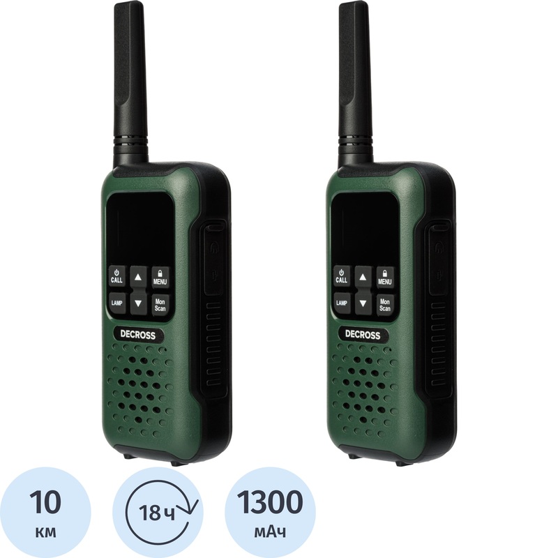 Изображение товара Рация Decross DC93 комплект из 2 портативных радиостанций с дальностью 10 км