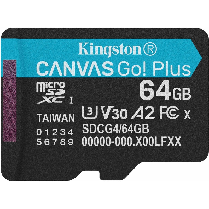 Изображение товара Карта памяти 64 ГБ micro SDXC Kingston Canvas Go! Plus UHS-I U3 V30 A2 (SDCG4/64GBSP)
