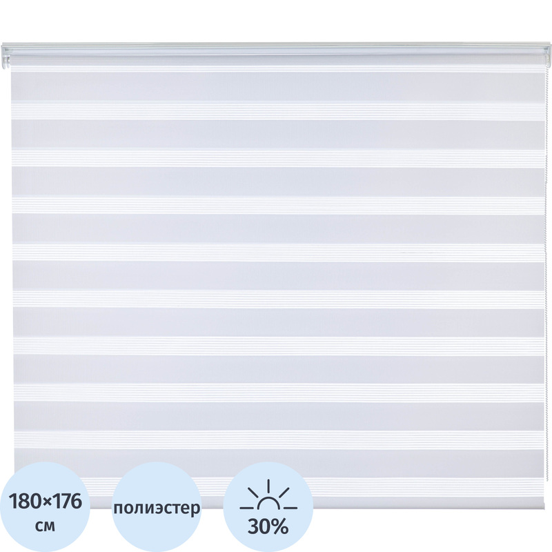 Изображение товара Рулонная штора День-Ночь белая из полиэстера 180х177.5 см