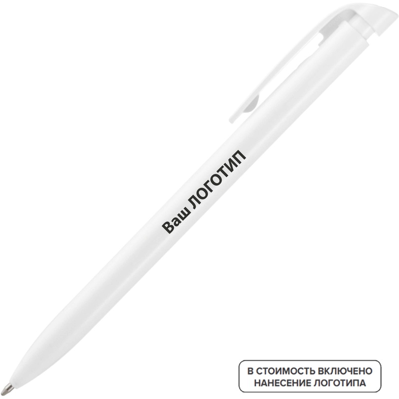 Изображение товара Ручка шариковая автоматическая Favorite синяя толщина линии 1 мм белый корпус (200 штук в упаковке) с лого