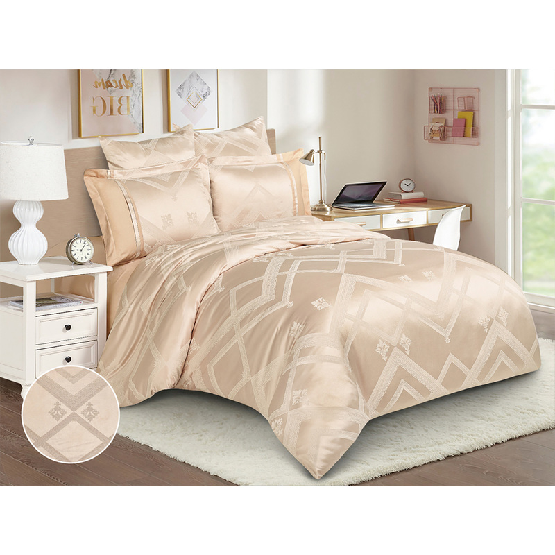 Изображение товара Комплект постельного белья Cleo Satin Jacquard евро 50x70/70x70 см бежевый
