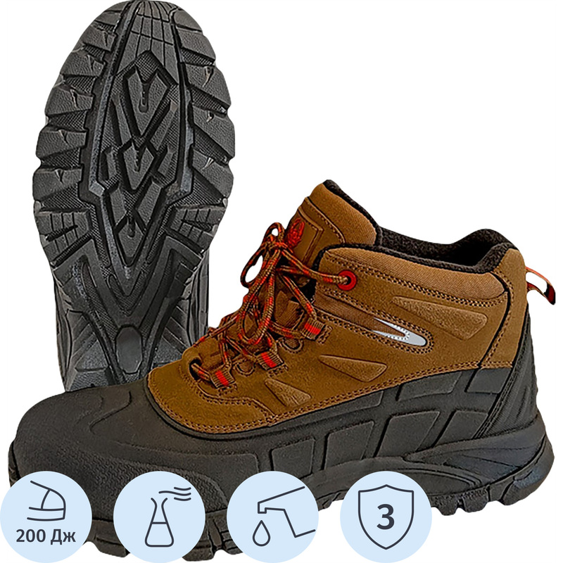 Изображение товара Рабочие зимние ботинки Жук нитрил пластик микрофибра коричневые 39