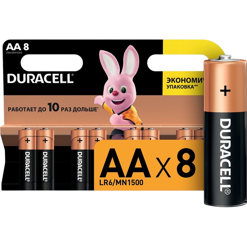 Изображение товара Батарейка AA пальчиковая Duracell 8 шт в упаковке надежный источник питания
