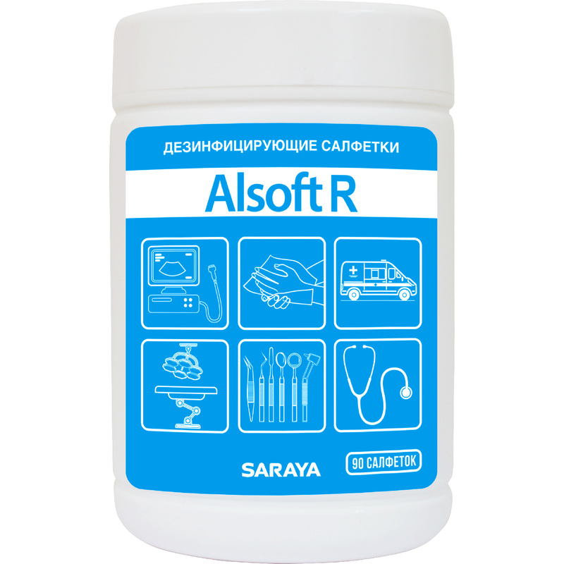Изображение товара Дезинфицирующие влажные салфетки Alsoft R 90 штук для рук поверхностей и инструментов