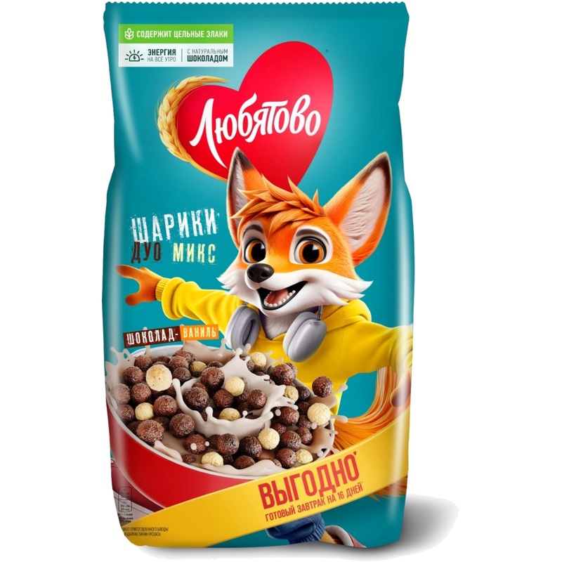 Изображение товара Шарики Любятово Дуо Микс шоколадные 500 г - вкусный и полезный завтрак