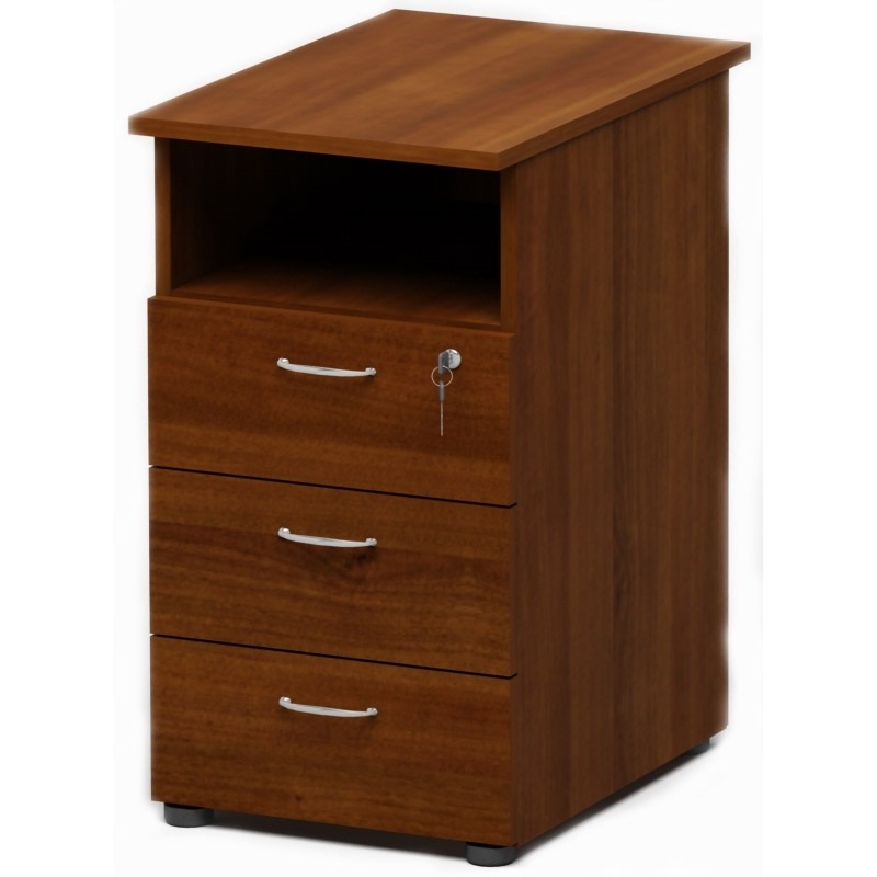 Изображение товара Тумба приставная ЭКО 2511 с замком, 3 ящика, орех