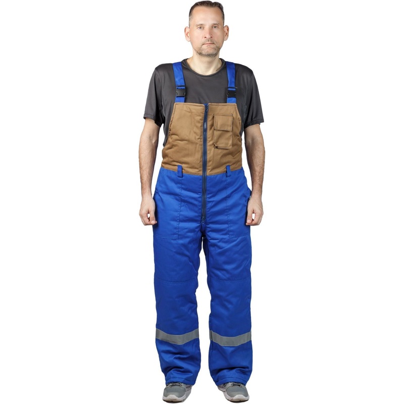 Изображение товара Рабочий зимний полукомбинезон из смесовой ткани с отражающей полосой