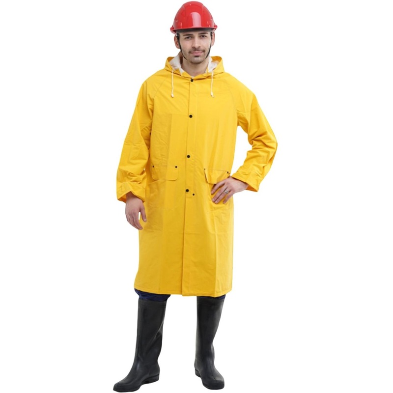 Изображение товара Плащ влагозащитный нейлон с ПВХ на кнопках жёлтый (размер 48-50)
