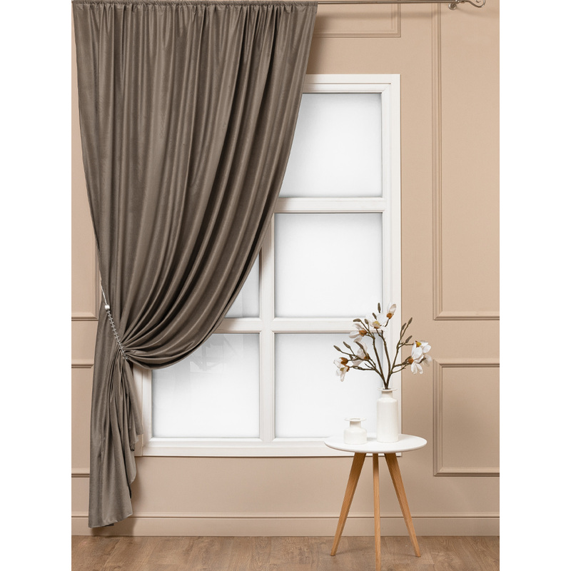 Изображение товара Штора Amore Mio Бархат 200х270 см коричневая (1 штука)