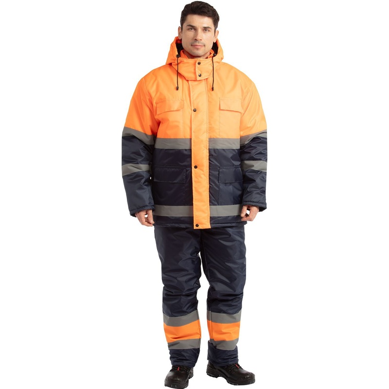 Изображение товара Зимний дорожный рабочий костюм с полукомбинезоном оранжевый с синим