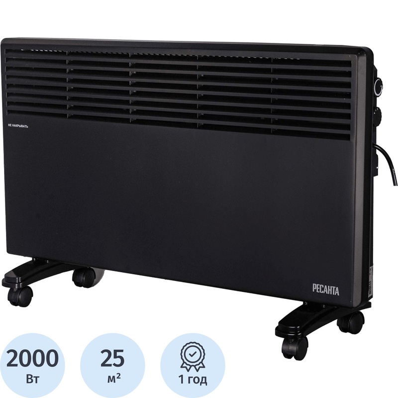 Изображение товара Конвектор Ресанта ОК-2000Ч черный (2000 Вт, с терморегулятором, 67/4/37)