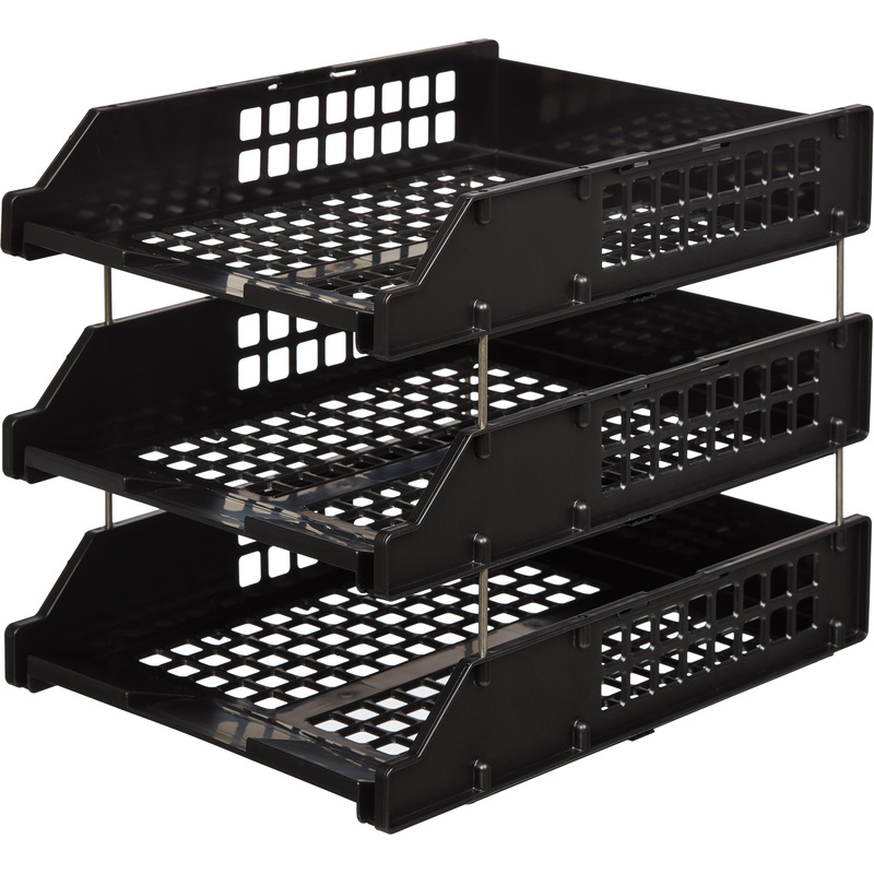 Изображение товара Горизонтальный пластиковый лоток для бумаг Стамм Strong 3 шт в наборе