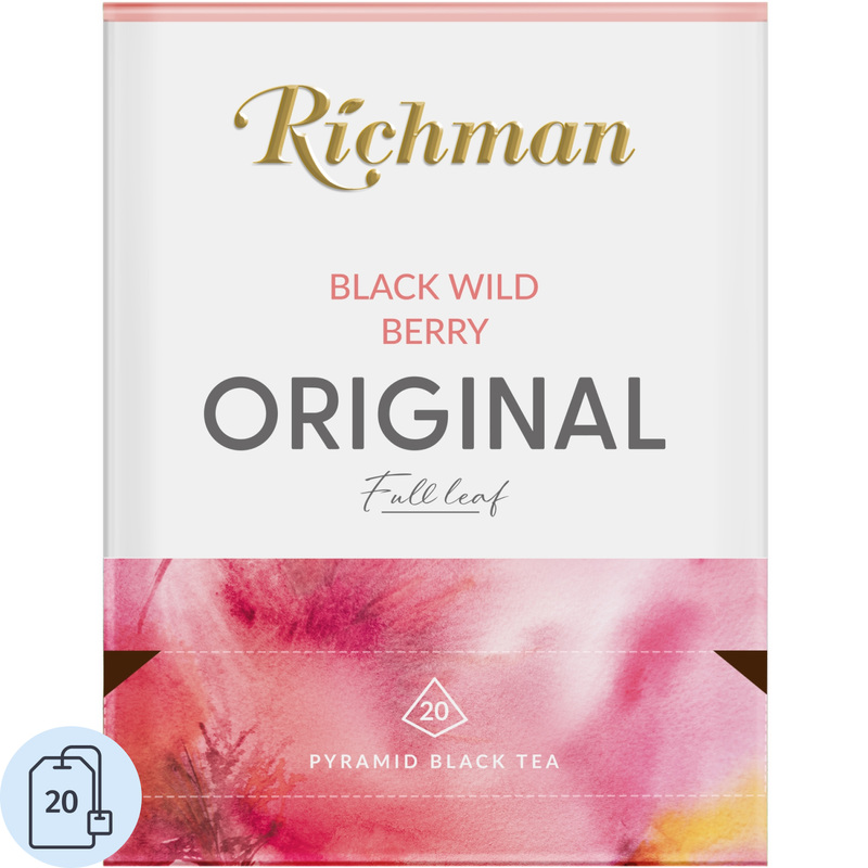 Изображение товара Чёрный чай Richman Black Wild Berry 20 пирамидок с ягодным вкусом