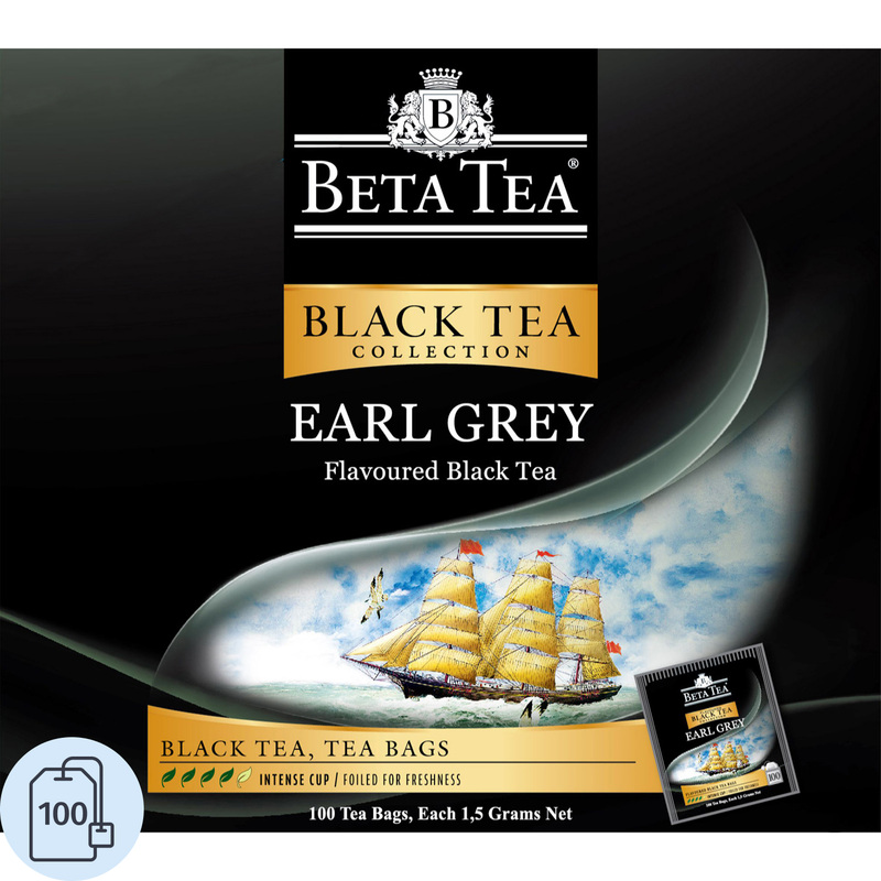 Изображение товара Чёрный чай Earl Grey Beta Tea 100 пакетиков бергамот Россия