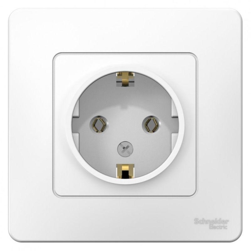 Изображение товара Розетка Schneider Electric Blanca одноместная с заземлением 16А IP20 с рамкой скрытого монтажа белая (BLNRS001011)