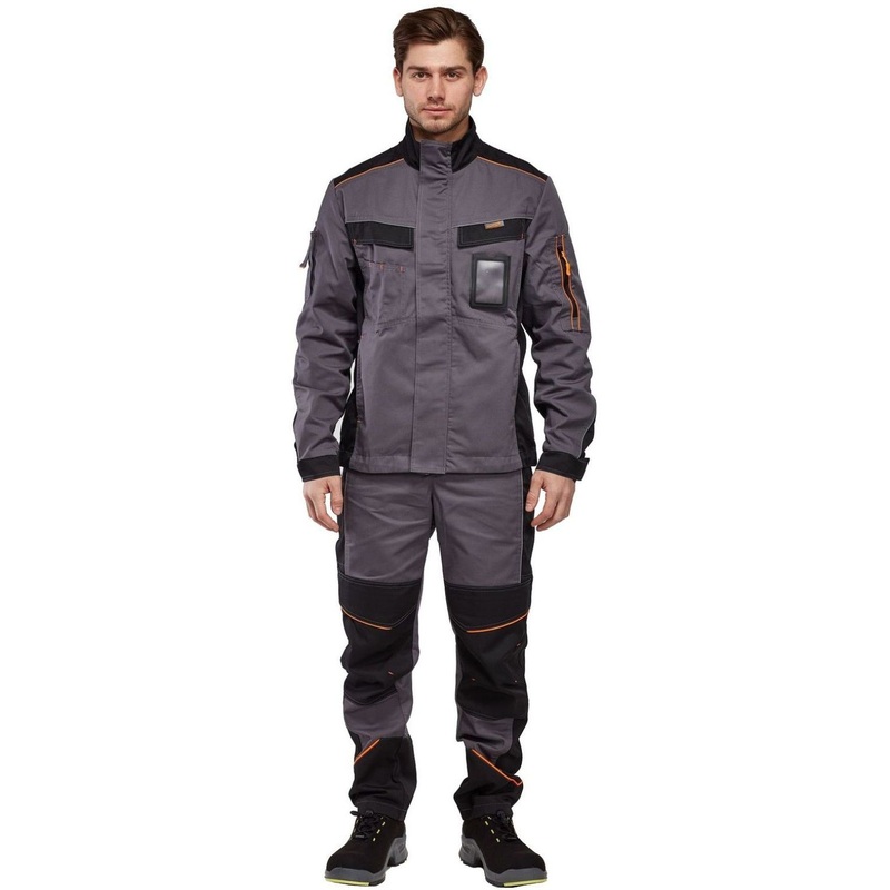 Изображение товара Куртка рабочая летняя мужская Nайтстар Алькор со светоотражающим кантом серая/черная (размер 44-46, рост 182-188)