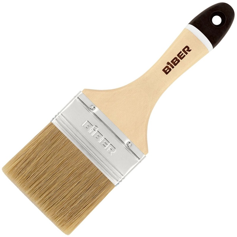 Изображение товара Кисть малярная плоская Бибер Профи 31155 из натуральной щетины 75 мм с деревянной рукояткой (тов-001983)