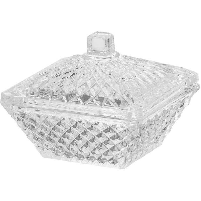 Изображение товара Стеклянная конфетница Рождество 77х60 мм прозрачная квадратная