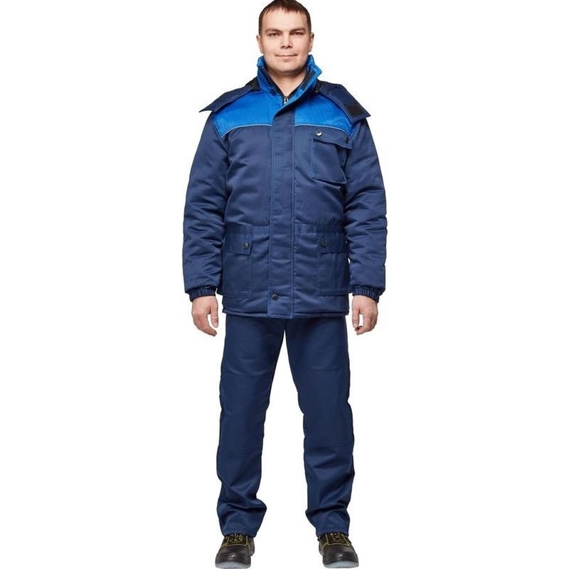 Изображение товара Рабочая зимняя мужская куртка с светоотражающим кантом з08-КУ синяя для условий минус 18 градусов