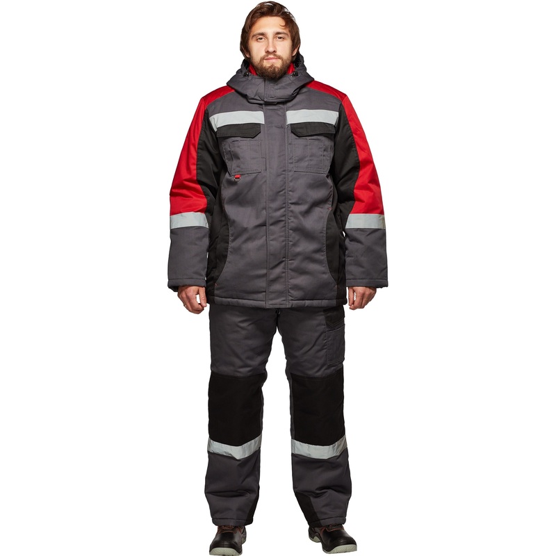 Изображение товара Зимний рабочий костюм Формула-КПК с СОП серый/красный размер 56-58 для тяжелых условий