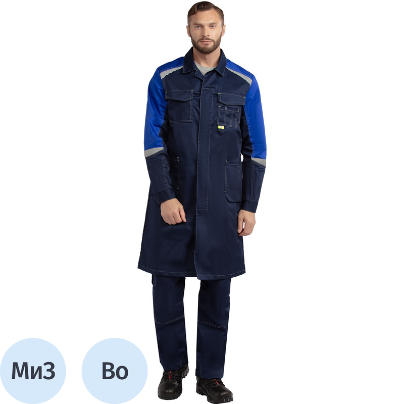 Изображение товара Халат рабочий Грегаль (л23) мужской синий/васильковый (размер 88-92 (44-46), рост 170-176)