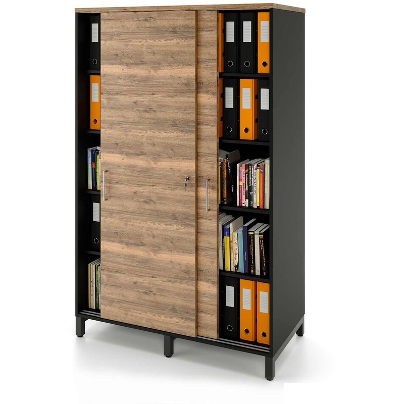 Изображение товара Стеллаж для документов Zamm Формат 11458 дуб галифакс олово/чёрный 1905 мм